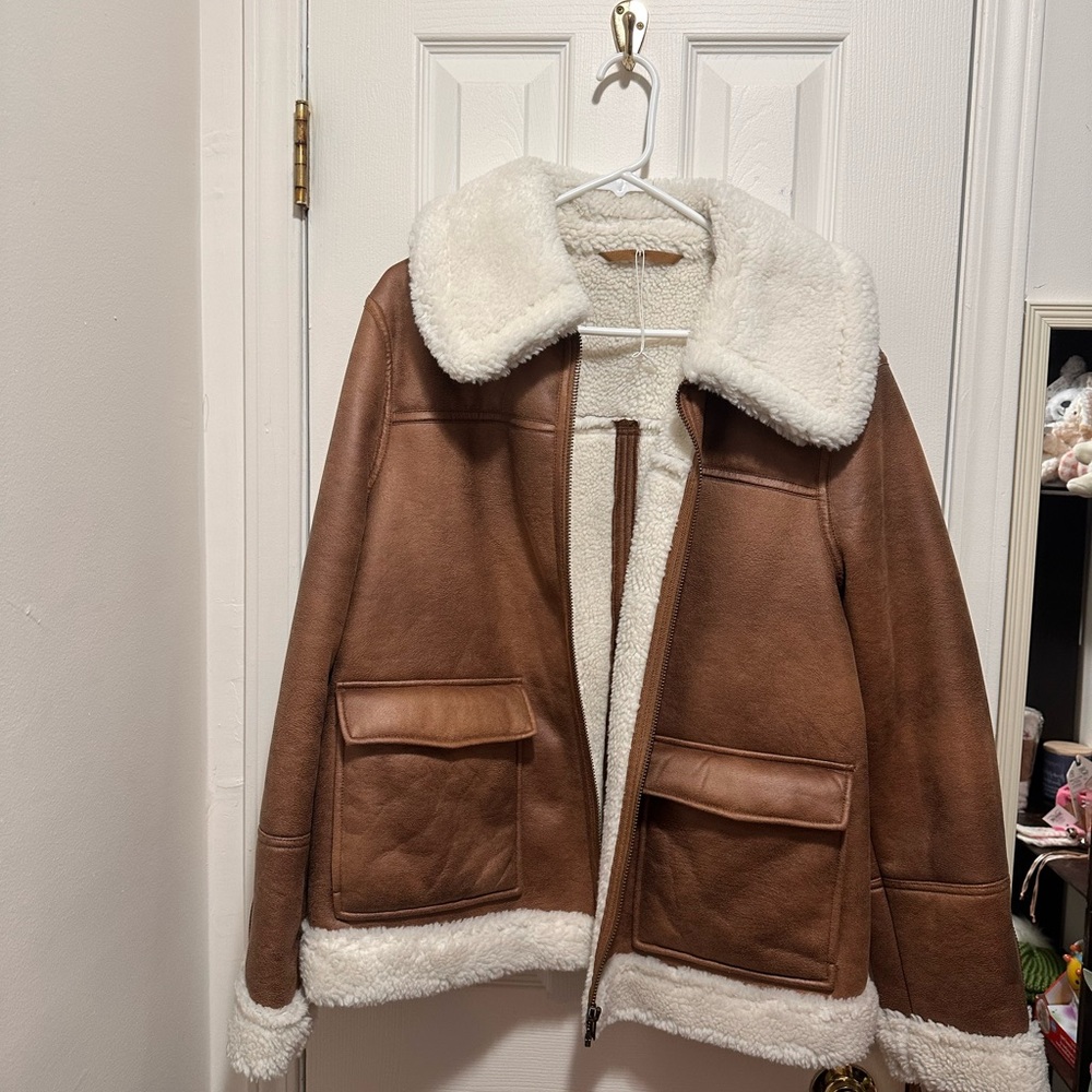 Boden size 12 shearling lined jacket worn once